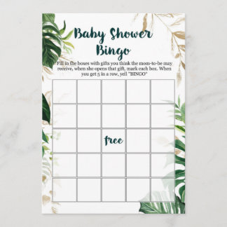 Invitación Juego de Bingo Baby Shower Safari Gold