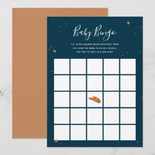 Invitación Juego de Bingo Baby Shower Stars de oro pintado