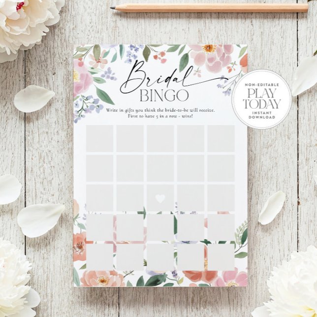 Invitación Juego de Bingo Boho Wildflower Bridal Shower (Subido por el creador)
