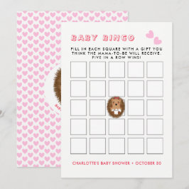 Invitación Juego de Bingo Cute Woodland Hedgehog Baby Shower