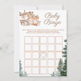 Invitación Juego de Bingo de Animales del Bosque para Baby Sh