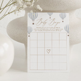 Invitación Juego de Bingo de Baby Shower de Blue Hot Air Ball