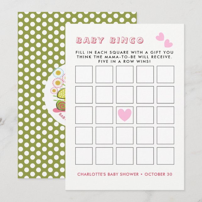 Invitación Juego de Bingo de Baby Shower de Jardín de cuento  (Anverso / Reverso)