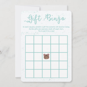 Invitación Juego de Bingo de Baby Shower de Teddy Blue Boy