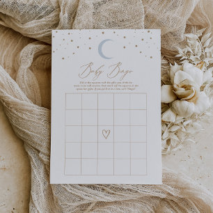 Invitación Juego de Bingo de Baby Shower Over the Moon Boy