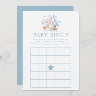 Invitación Juego de Bingo de Baby Shower para el elefante náu