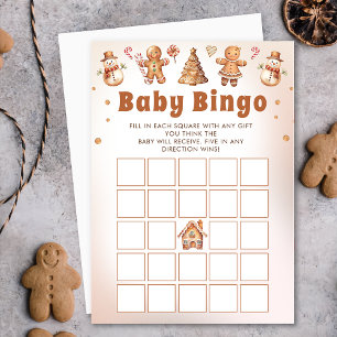 Invitación Juego de Bingo de Baby Shower para Navidades de Gi