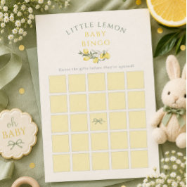 Invitación Juego de Bingo de Bebé con Cinta de Salvia y Limón