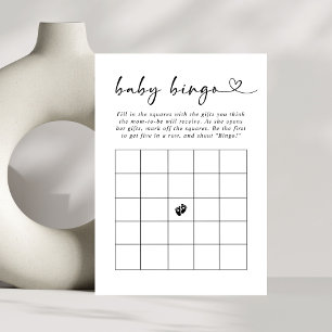 Invitación Juego de Bingo de Bebé con Escritura Minimal Elega