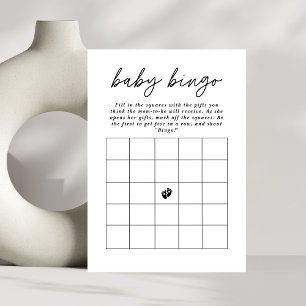Invitación Juego de Bingo de Bebé con Escritura Minimal Elega