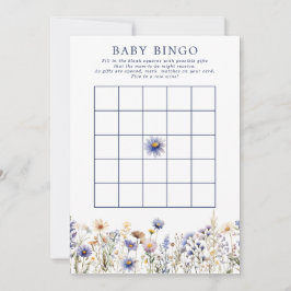 Invitación Juego de bingo de Blue Wildflower Boho Baby Shower