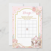 Juego de bingo de carrusel mágico rosa y dorado