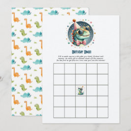 Invitación Juego de Bingo de Cumpleaños de Dinosaurios para N