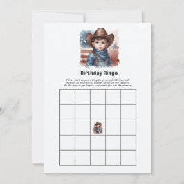 Invitación Juego de Bingo de Cumpleaños de Vaquero del Oeste