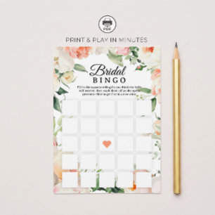 Invitación Juego de Bingo de Despedida de Soltera Floral Impr