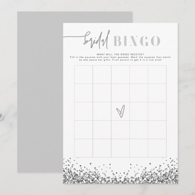 Invitación Juego de Bingo de Ducha Bridal de las Secuencias d (Anverso / Reverso)