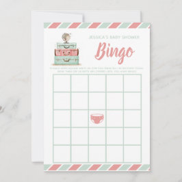 Invitación Juego de bingo de ducha de bebé de menta coral