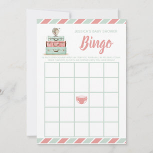 Invitación Juego de bingo de ducha de bebé de menta coral