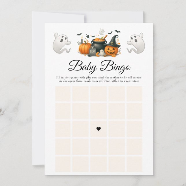 Invitación Juego de bingo de Fiesta de Baby Shower de Hallowe (Anverso)
