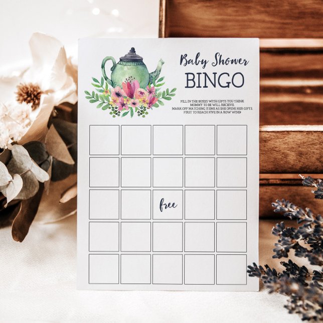 Invitación Juego de bingo de Fiesta de té de Baby Shower (Subido por el creador)
