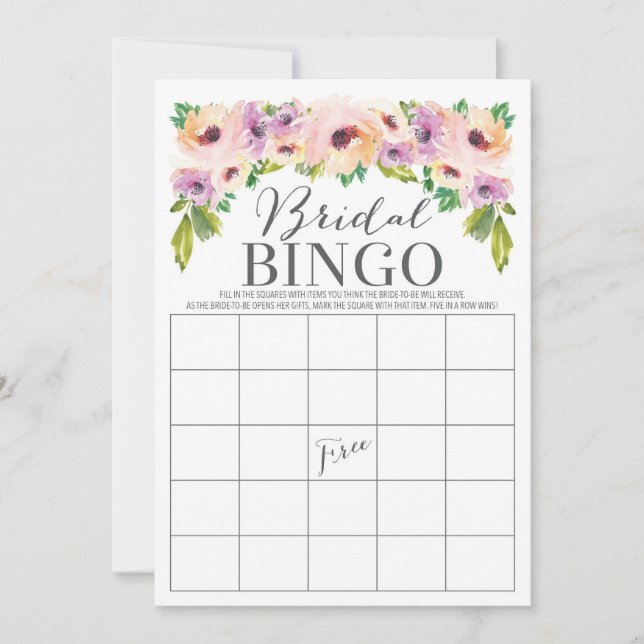 Invitación Juego de Bingo de Flor Salvaje Bridal Shower (Anverso)