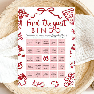 Invitación Juego de Bingo de Invitados Dibujados a Mano en Ro