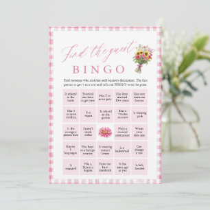 Invitación Juego de Bingo de Invitados Rosa para Despedida de