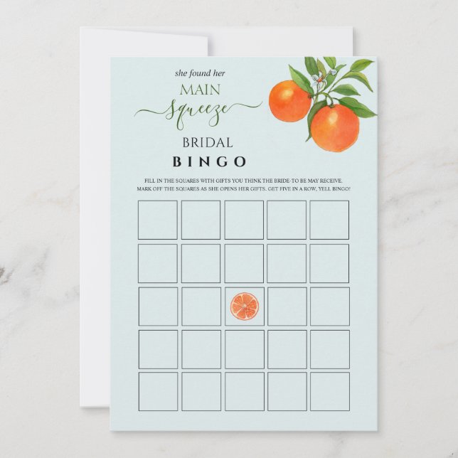 Invitación Juego de Bingo de Squeeze Bridal Shower (Anverso)