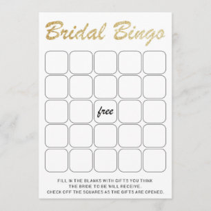 Invitación Juego de bingo dorado con ducha de novia brillante