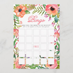 Invitación Juego de Bingo Floral Bridal Bridal Shower