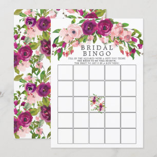 Invitación Juego de Bingo Floral Bridal Shower Marsala de Rub