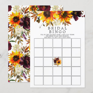 Invitación Juego de Bingo Floral de Flores de Otoño Bouquet