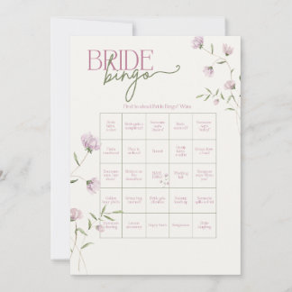 Invitación Juego de Bingo Floral Minimalista para Novia