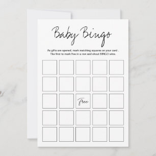 Invitación Juego de Bingo Imprimible para Baby Shower Modern 