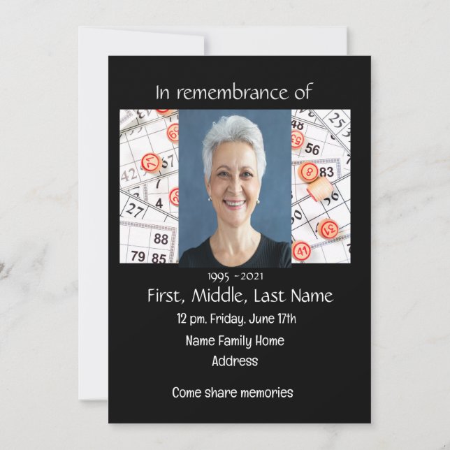 Invitación Juego de Bingo Invite a la Celebración de la Vida (Reverso)