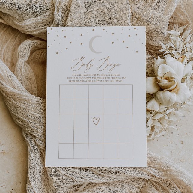 Invitación Juego de Bingo Neutral de Baby Shower en la Luna (Subido por el creador)