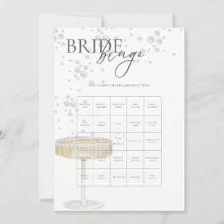 Invitación Juego de Bingo Nupcial Perlas y Prosecco