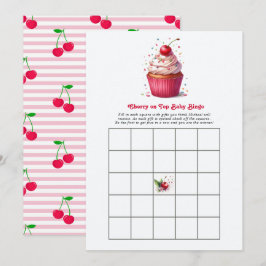 Invitación Juego de Bingo para Baby Shower Cereza en lo Alto