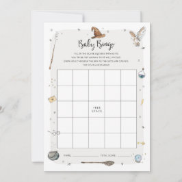 Invitación Juego de bingo para baby shower con tema de mago
