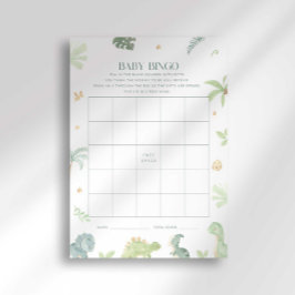 Invitación Juego de Bingo para Baby Shower de Bebé Dino