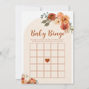Invitación Juego de bingo para baby shower de calabacita otoñ