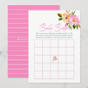 Invitación Juego de bingo para baby shower de flores silvestr