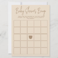 Juego de Bingo para Baby Shower de oso moderno min