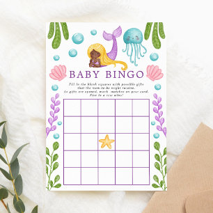 Invitación Juego de Bingo para Baby Shower de Sirena Africana