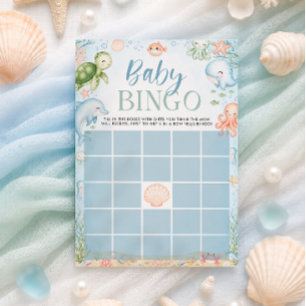 Invitación Juego de Bingo para Baby Shower del Océano Sea You