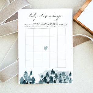 Invitación Juego de Bingo para Baby Shower EGRET Rustic Winte