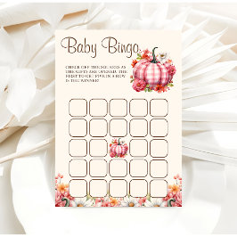 Invitación Juego de bingo para bebé floral de calabaza otoño
