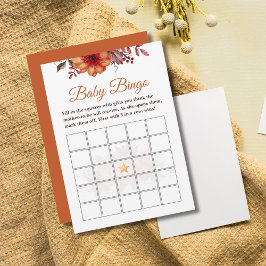 Invitación Juego de Bingo para Bebé Floral Fall Pumpkin Baby