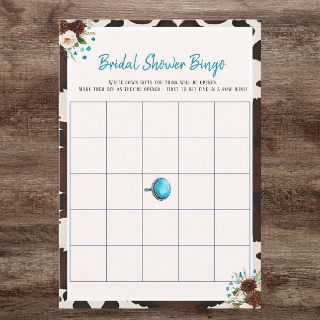Invitación Juego de Bingo para Despedida de Soltera con Flore (Western Boho Wildflowers Bridal Shower Bingo game)