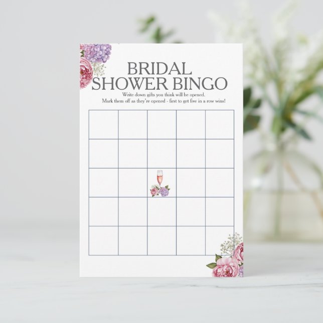 Invitación Juego de Bingo para Despedida de Soltera con flore (Anverso de pie)